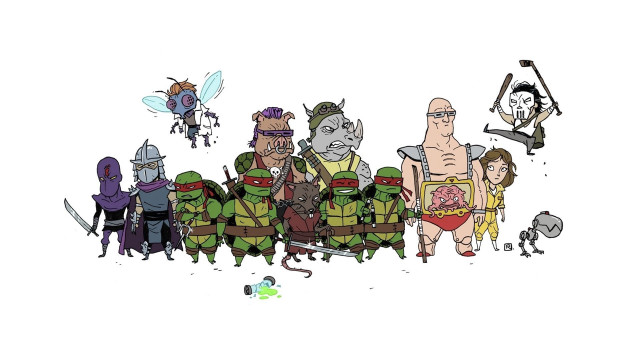 Cartoon characters group standing white #2 free wallpaper - medium preview image