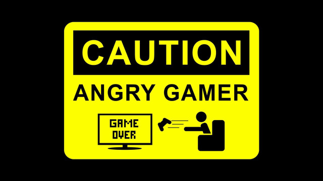 Yellow caution sign angry gamer free wallpaper - medium preview image