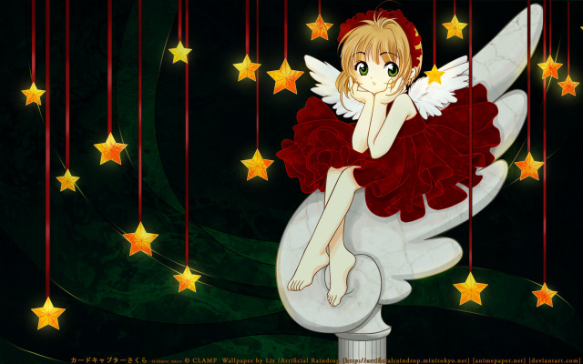 Girl wings red dress white free wallpaper - medium preview image