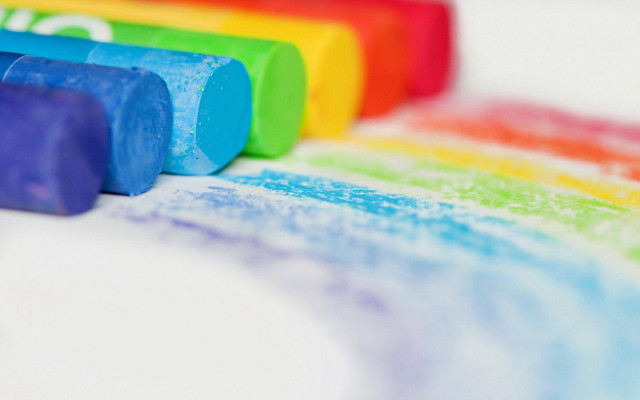 Crayons row table white surface free wallpaper - medium preview image
