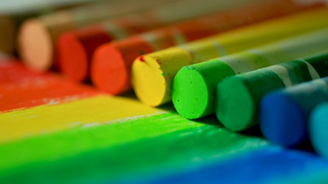 Crayons row table top colorful free wallpaper - medium preview image