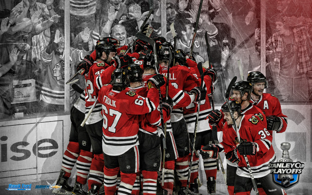 Hockey players circle fans banner free wallpaper - medium preview image