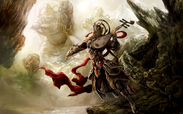 Man fantasy sword clock demon free wallpaper - medium preview image