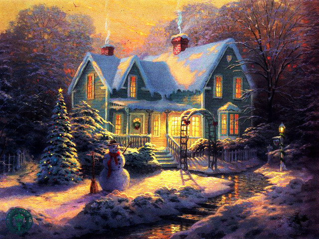 House snowman person standing outside free wallpaper - medium preview image
