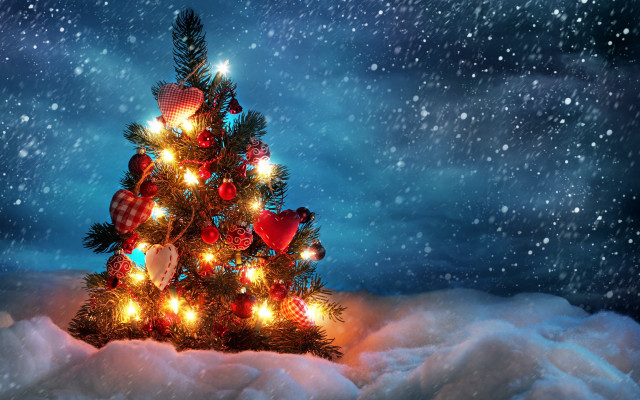Christmas tree lights ornaments snow #6 free wallpaper - medium preview image