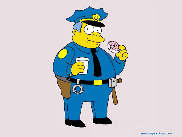 Cartoon police officer donut coffee free wallpaper - medium preview image