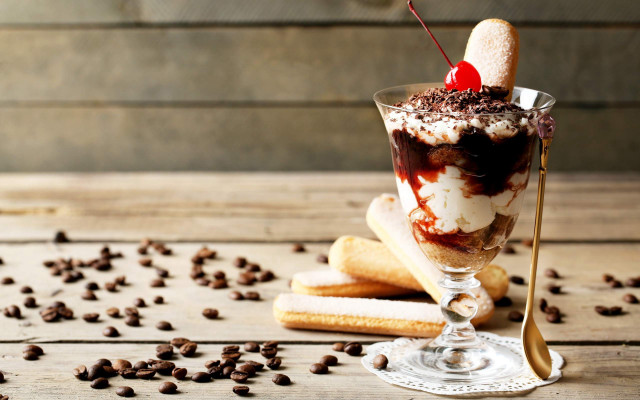 Chocolate icecream dessert table coffeebeans free wallpaper - medium preview image