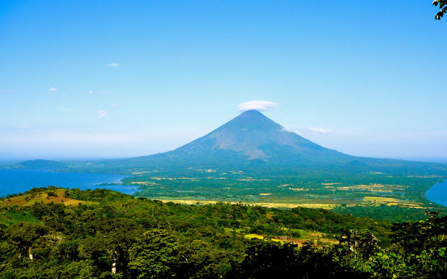 Mountain large peak forest lake free wallpaper - medium preview image