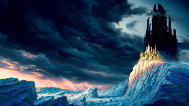 Castle mountain sky clouds matte free wallpaper - medium preview image