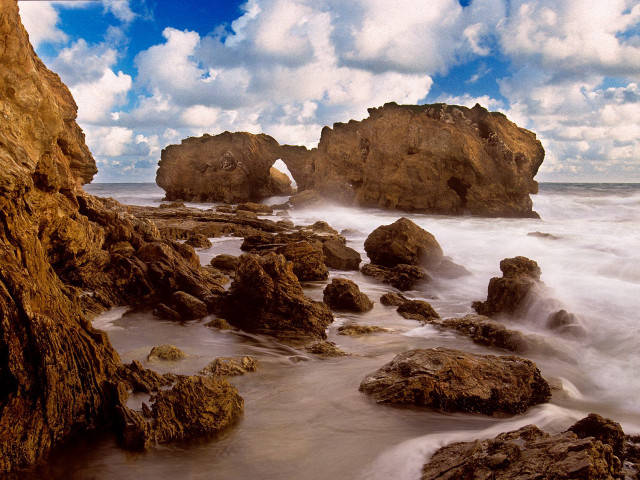 Rocky beach cloudy sky water #4 free wallpaper - medium preview image
