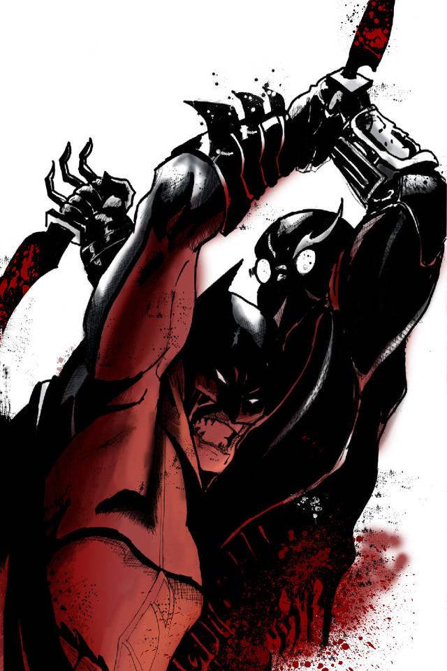 Batman catwoman guns blood splatters free wallpaper - medium preview image