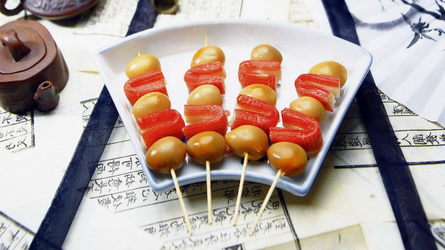 Plate food toothpicks teapot background free wallpaper - medium preview image