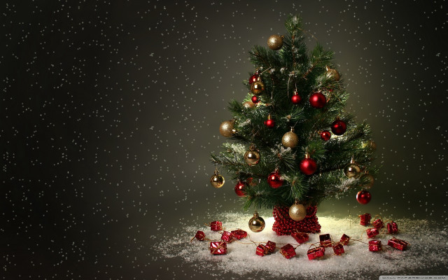 Small christmas tree presents snow free wallpaper - medium preview image