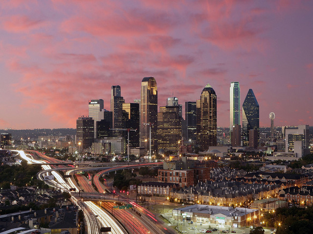City skyline pink sunset purple free wallpaper - medium preview image