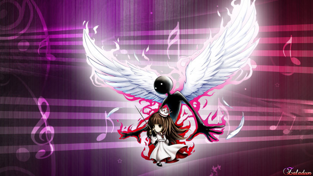 Girl wings ball music notes free wallpaper - medium preview image