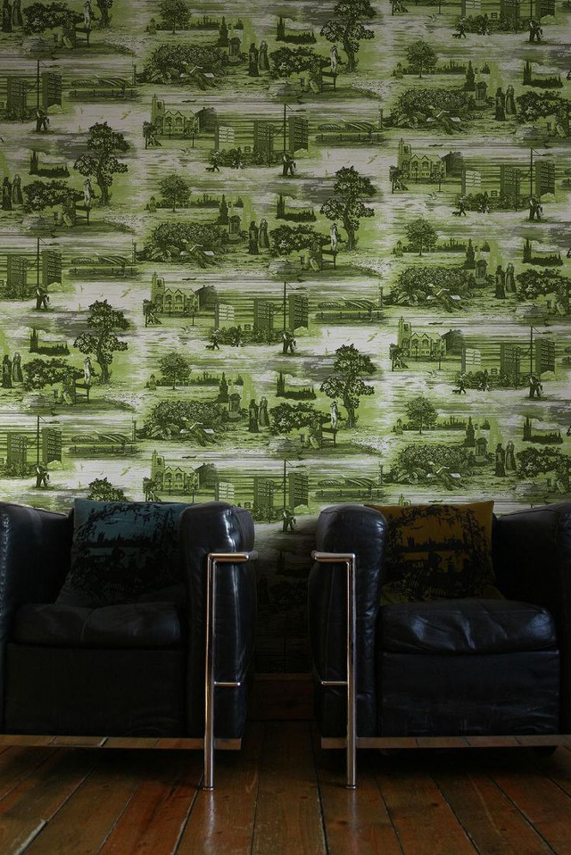 Black chairs wall green wallpaper free wallpaper - medium preview image