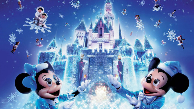 Mickey mouse couple castle snowflakes free wallpaper - medium preview image