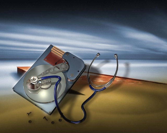 Hard drive stethoscope beach blue free wallpaper - medium preview image