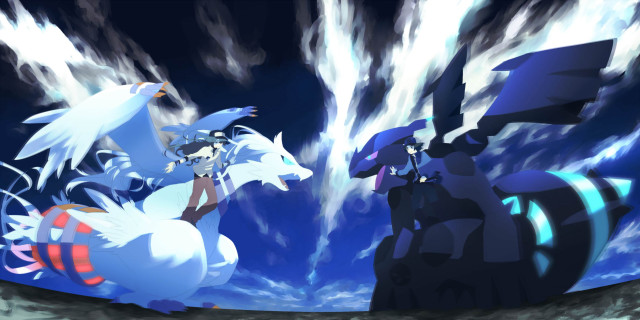 Animated characters blue sky clouds free wallpaper - medium preview image