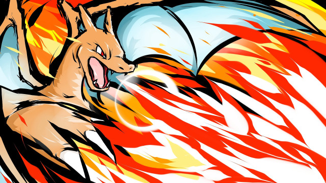 Cartoon dragon fire breathing effect free wallpaper - medium preview image