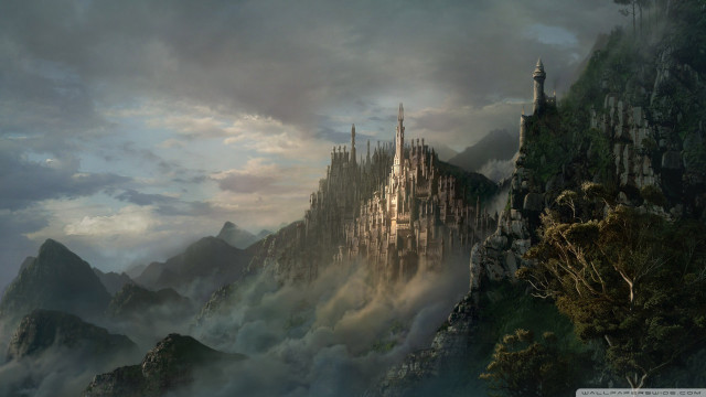 Castle mountain fog clouds bird free wallpaper - medium preview image