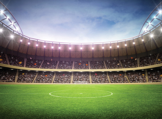 Soccer stadium green field sky free wallpaper - medium preview image