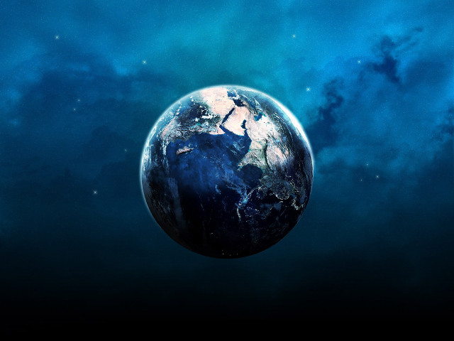 Blue black earth space stars free wallpaper - medium preview image