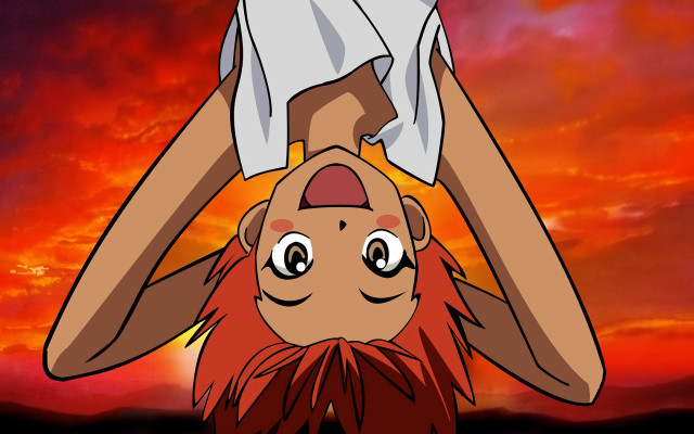 Cartoon character shirt sunset red free wallpaper - medium preview image