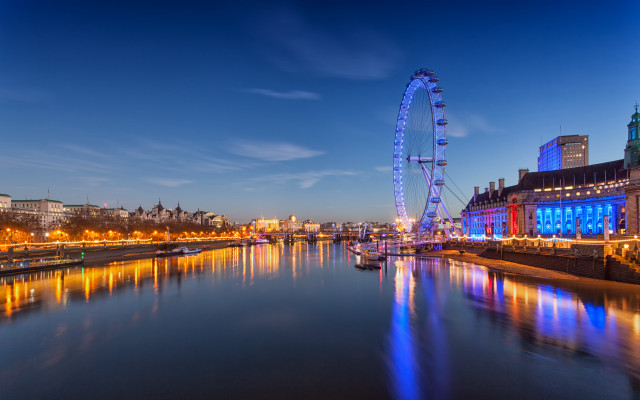Ferris wheel night sky river #2 free wallpaper - medium preview image