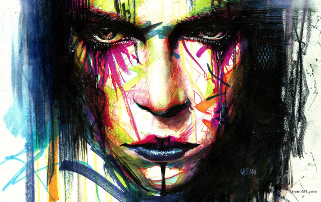 Woman face paint splatters lines free wallpaper - medium preview image
