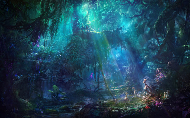 Forest trees plants stream water free wallpaper - medium preview image