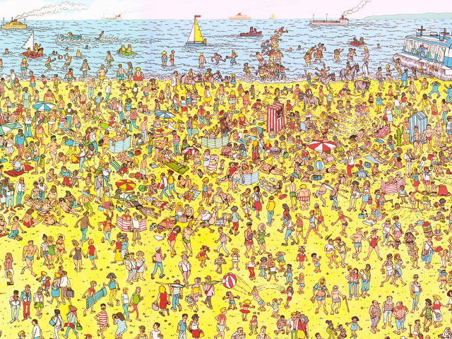 Crowd beach ocean boat yellow free wallpaper - medium preview image