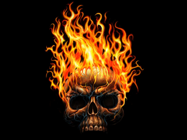 Skull flames burnt clothes fire free wallpaper - medium preview image