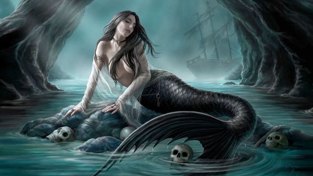 Woman rock water mermaid tail free wallpaper - medium preview image