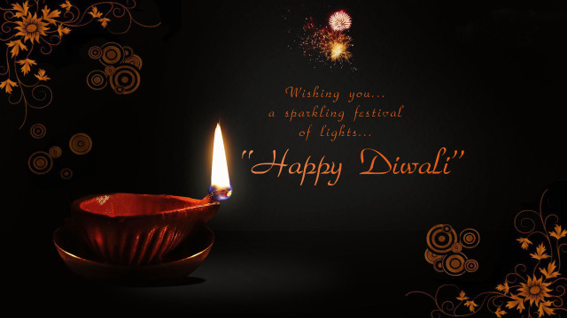 Lit candle floral happy diwali free wallpaper - medium preview image