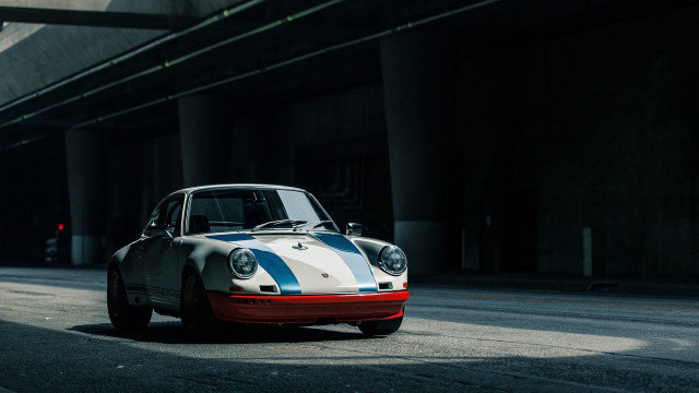 White blue car parking garage free wallpaper - medium preview image