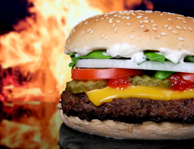 Hamburger cheese tomato lettuce ketchup free wallpaper - medium preview image