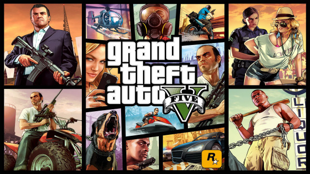 Gta collage characters guns suit free wallpaper - medium preview image