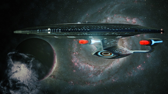 Spaceship flying galaxy stars red free wallpaper - medium preview image