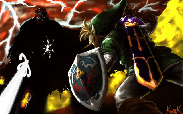 Man sword shield demon battle free wallpaper - medium preview image