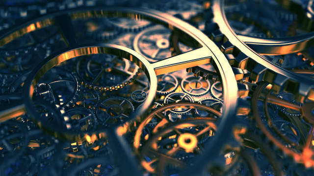Clock gears blue biomechanical kinetic free wallpaper - medium preview image