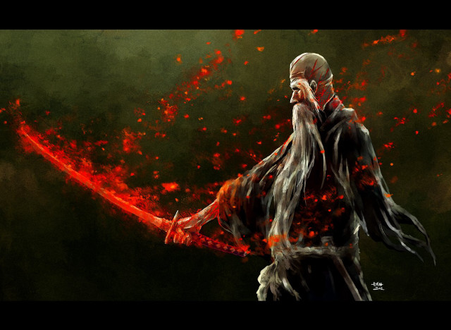 Emperor huizong flaming sword fantasy free wallpaper - medium preview image