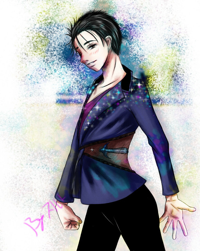 Male character purple shirt black free wallpaper - medium preview image