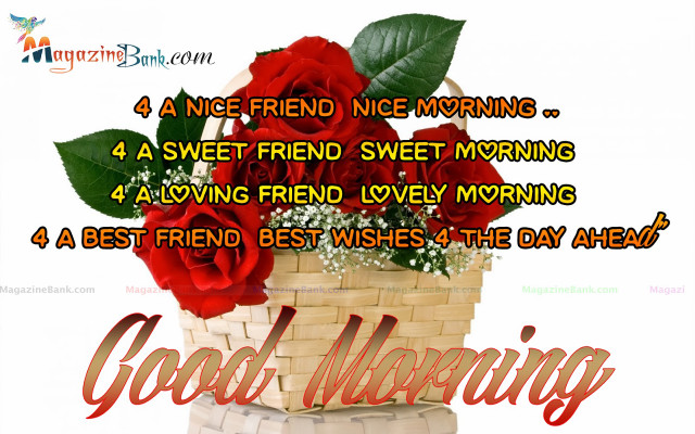 Basket of roses good morning free wallpaper - medium preview image