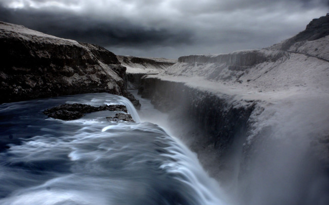 Waterfall heavy flow dark sky free wallpaper - medium preview image
