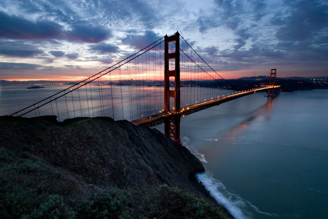 Golden gate bridge sunset hill #2 free wallpaper - medium preview image