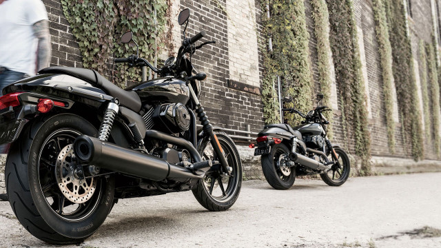 Motorcycles parked brick wall ivy free wallpaper - medium preview image