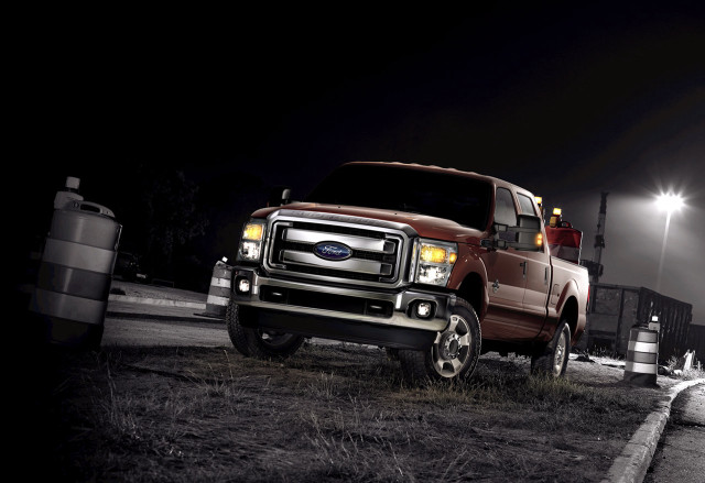 Red truck night road lights free wallpaper - medium preview image
