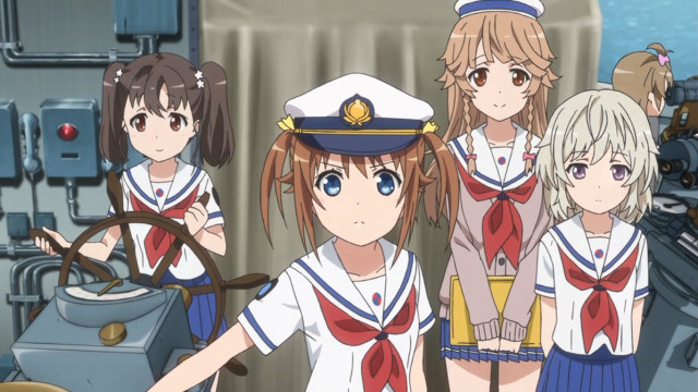 Girls sailor uniforms standing room free wallpaper - medium preview image