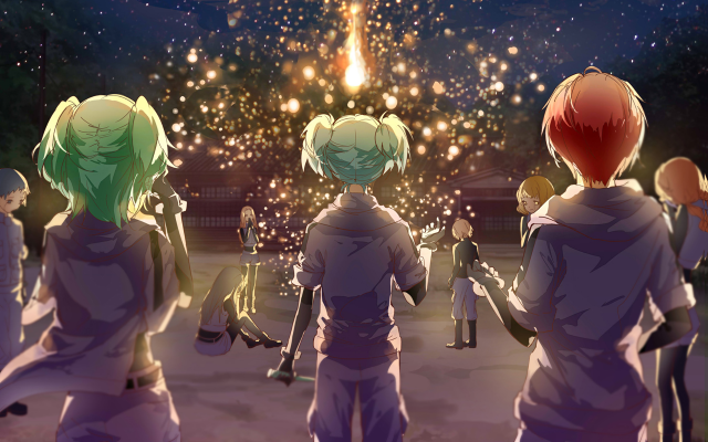 Group firework display dark room free wallpaper - medium preview image